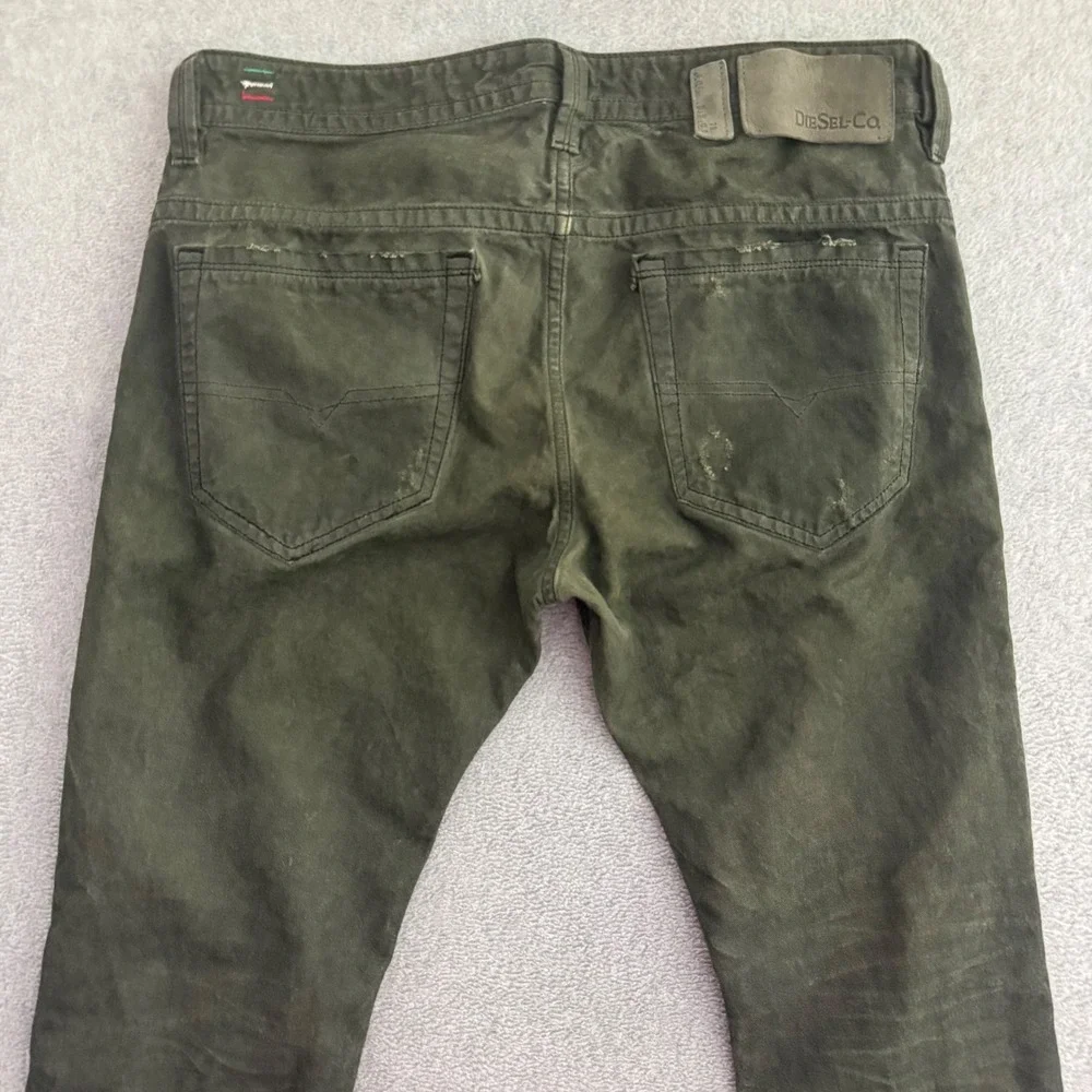 Diesel Thavar Slim Skinny Jeans Mens 31x32 Olive Green Distressed 0802K Italy
